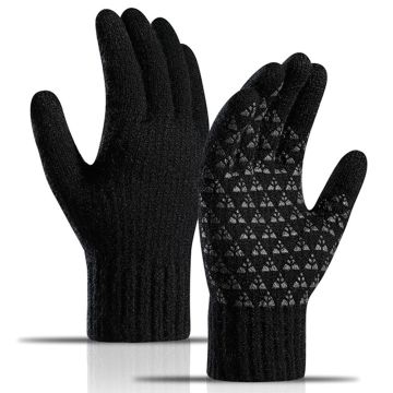 Y0097 Touchscreen-Strickhandschuhe - Schwarz / L Weiches Fleece-Futter Winddicht Rutschfest