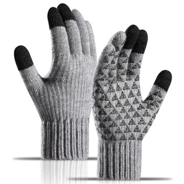 Y0097 Touchscreen-Strickhandschuhe - Hellgrau / S Weiches Fleece-Futter Winddicht Rutschfest