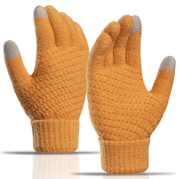 Y0042 Touchscreen Thermo-Strickhandschuhe für Männer Frauen - Gelb