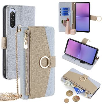 Sony Xperia 10 V Veganes Leder Portemonnaie-Etui - Blau