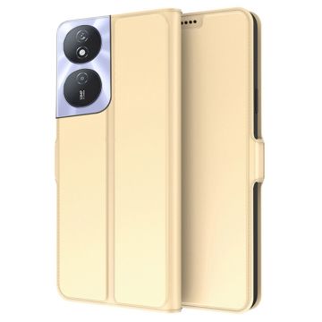 Glatte und dünne Premium-PU-Ledertasche für Honor Play 50 Plus - Gold