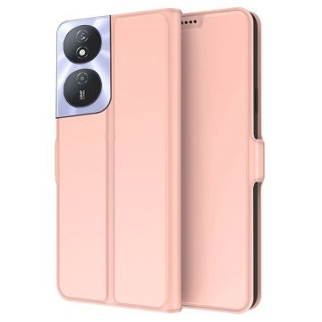 Glatte und dünne Premium-PU-Ledertasche für Honor Play 50 Plus - Roségold