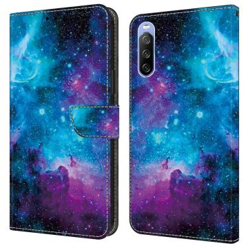 For Sony Xperia 10 V Magnetic Case PU Leather r Pattern Printing Phone Wallet Cover - Starry Sky