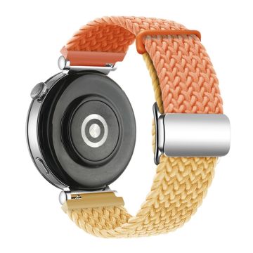 Huawei Watch GT 4 41mm Universal 18mm Armband Woven Wrist Band mit silberner Magnetschließe - Orange + Gelb