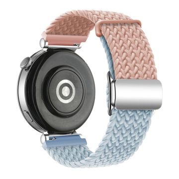 Huawei Watch GT 4 41mm Universal 18mm Armband Woven Wrist Band mit silberner Magnetschließe - Rosa + Blau