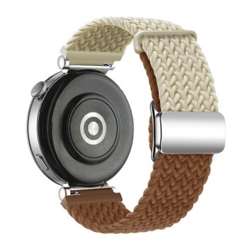 Huawei Watch GT 4 41mm Universal 18mm Armband Woven Wrist Band mit silberner Magnetschließe - Sternenlicht + Braun