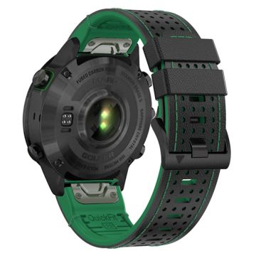 Garmin Fenix 7 / 7 Pro Uhrenarmband 22mm Leder + Silikonarmband - Schwarz + Grün