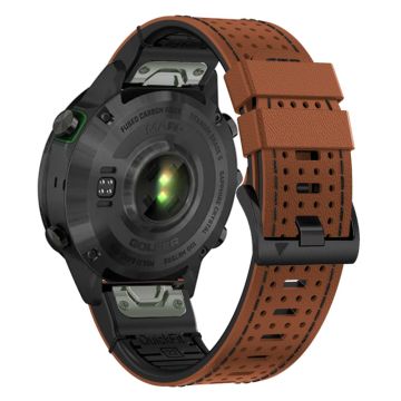 Garmin Fenix 7 / 7 Pro Uhrenarmband 22mm Leder + Silikonarmband - Braun + Schwarz