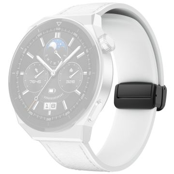 Huawei Watch GT 3 42mm / GT 3 Pro 43mm Armband 20mm lederbeschichtetes Silikonarmband mit Magnetverschluss - Weiß