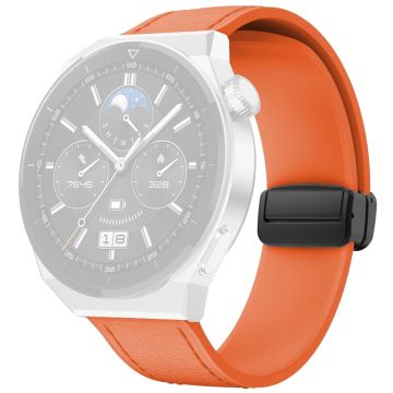 Huawei Watch GT 3 42mm / GT 3 Pro 43mm Armband 20mm lederbeschichtetes Silikonarmband mit Magnetverschluss - Orange