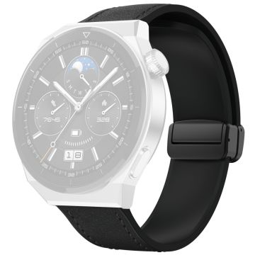 Huawei Watch GT 3 42mm / GT 3 Pro 43mm Armband 20mm lederbeschichtetes Silikonarmband mit Magnetverschluss - Schwarz