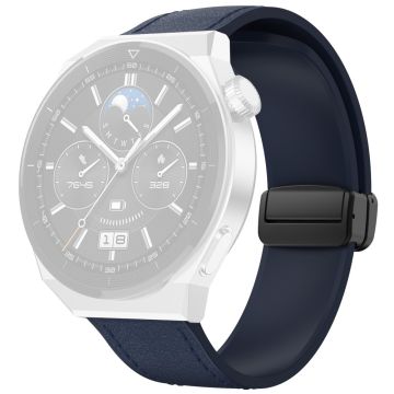 Huawei Watch GT 3 42mm / GT 3 Pro 43mm Armband 20mm lederbeschichtetes Silikonarmband mit Magnetverschluss - Mitternachtsblau