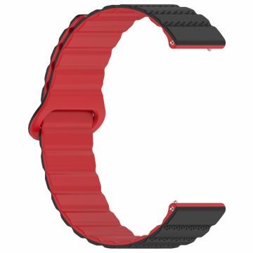 Huawei Watch GT 3 42mm / GT 3 Pro 43mm Universal 20mm Armband Dot Pattern Magnetic Silicone Band - Schwarz + Rot