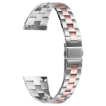 Fitbit Versa Lite / Versa 2 / Versa Uhrenarmband Edelstahl Drei-Perlen-Armband - Silber+Rosa Gold