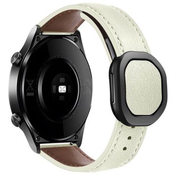 KALEBOL Huawei Watch GT 3 42mm / GT 3 Pro 43mm Uhrenarmband 20mm Nautilus Magnetschließe Echtes Rindslederband - Beige