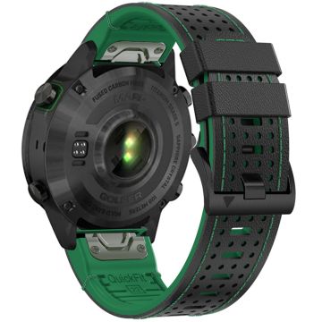 KALEBOL Garmin Fenix Serie 5 - 6 - 7 - Quickfit 22mm Silikonarmband Dual Color Dot Holes Design - Schwarz+Grün