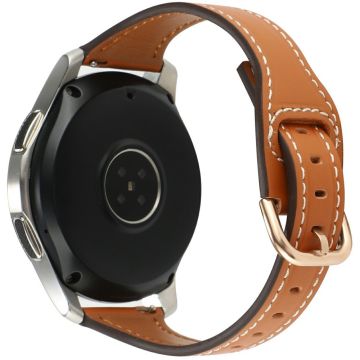 Samsung Galaxy Watch7 44mm Genuine Cow Leather 20mm Watch Strap - Brown+Rose Gold Buckle