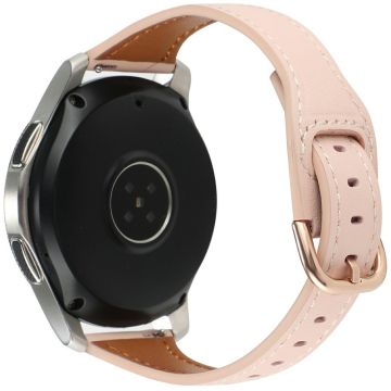 Samsung Galaxy Watch7 44mm Genuine Cow Leather 20mm Watch Strap - Pink+Rose Gold Buckle