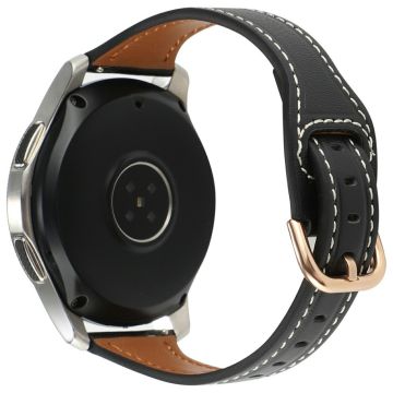 Samsung Galaxy Watch7 44mm Genuine Cow Leather 20mm Watch Strap - Black+Rose Gold Buckle