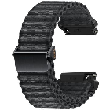 Huawei Watch GT 4 41mm / Garmin Venu 3S Watch Strap 18mm Wave Design Nylon Wrist Band - Dark Grey