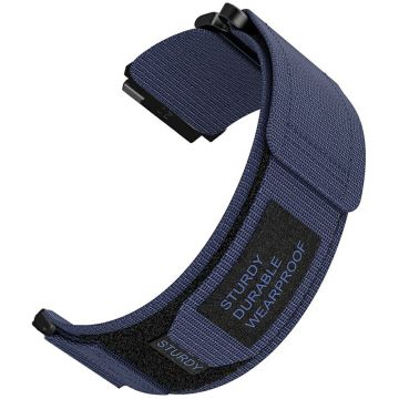 20mm Nylon Watch Band for Samsung Galaxy Watch FE 40mm / Watch7 44mm / 40mm Loop Fastener Strap - Midnight Blue