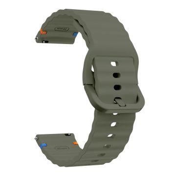 KALEBOL Silikonband Huawei Watch GT 3 (42mm) - 20mm Wave Design Uhrenarmband - Armeegrün