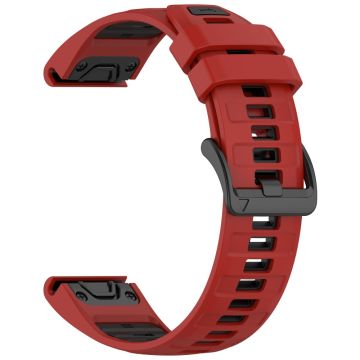 22mm Armband Garmin Fenix 8 47mm / Fenix E 47mm / Quatix 7 Pro Universal Silikonarmband - Rot+Schwarz