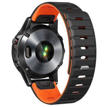 Magnetisches Silikonband Garmin Fenix 8 47mm / Fenix E 47mm / Quatix 7 Pro 22mm Quick Release Band - Schwarz+Orange