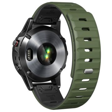 Magnetisches Silikonband Garmin Fenix 8 47mm / Fenix E 47mm / Quatix 7 Pro 22mm Quick Release Band - Army Green+Black