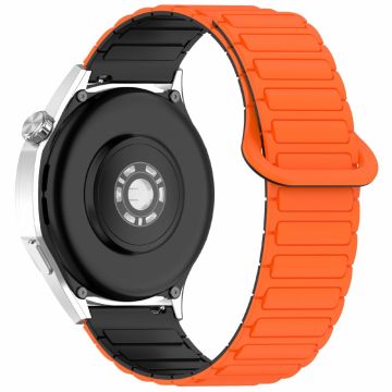 Huawei Watch GT 5 Pro 46mm / GT 5 46mm / Watch 4 / Samsung Galaxy Watch3 45mm Silikonband 22mm Magnetisches Uhrenarmband - Orange / Schwarz