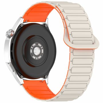 Huawei Watch GT 5 Pro 46mm / GT 5 46mm / Watch 4 / Samsung Galaxy Watch3 45mm Silikonband 22mm Magnetisches Uhrenarmband - Starlight / Orange