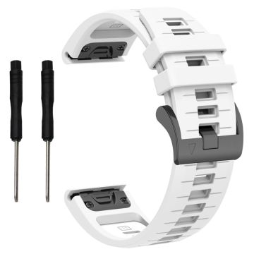 Garmin Fenix 8 47mm / Fenix E 47mm / Fenix 7 Quick Release armband Dual Color 22mm Silikonarmband - Weiß