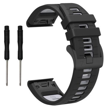 Garmin Fenix 8 47mm / Fenix E 47mm / Fenix 7 Quick Release armband Dual Color 22mm Silikonarmband - Schwarz / Grau