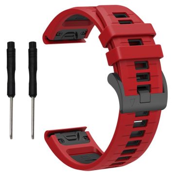 Garmin Fenix 8 47mm / Fenix E 47mm / Fenix 7 Quick Release armband Dual Color 22mm Silikonarmband - Rot / Schwarz