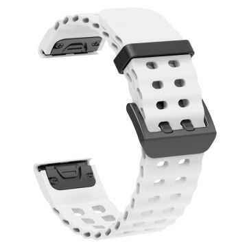 22mm Silikonarmband Garmin Fenix 8 47mm / Fenix E 47mm / Quatix 7 Pro Multiple Holes Uhrenarmband - Weiß