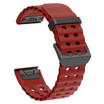 22mm Silikonarmband Garmin Fenix 8 47mm / Fenix E 47mm / Quatix 7 Pro Mehrfachlöcher Uhrenarmband - Weinrot