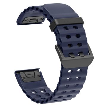 22mm Silikonarmband Garmin Fenix 8 47mm / Fenix E 47mm / Quatix 7 Pro Multiple Holes Uhrenarmband - Mitternachtsblau