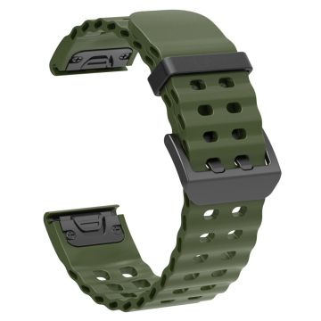 22mm Silikonarmband Garmin Fenix 8 47mm / Fenix E 47mm / Quatix 7 Pro Multiple Holes Uhrenarmband - Army Green