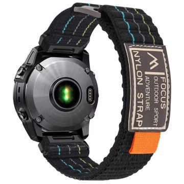 Garmin Fenix 8 47mm / Fenix E 47mm Magic Tape Nylonband Universal 22mm Uhrenarmband - Schwarz