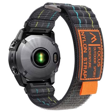 Garmin Fenix 8 47mm / Fenix E 47mm Magic Tape Nylonband Universal 22mm Uhrenarmband - Dunkelgrau