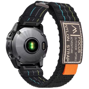 22mm Uhrenarmband Garmin Fenix 8 47mm / Fenix E 47mm / Quatix 7 Pro Magic Tape Nylonband - Schwarz