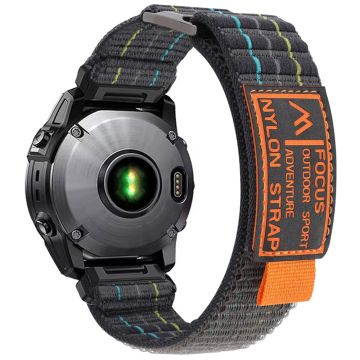 22mm Uhrenarmband Garmin Fenix 8 47mm / Fenix E 47mm / Quatix 7 Pro Magic Tape Nylonband - Dunkelgrau