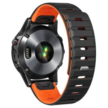 22mm Magnetarmband Garmin Fenix 8 47mm / Fenix E 47mm / Quatix 7 Pro Silikonarmband - Schwarz+Orange