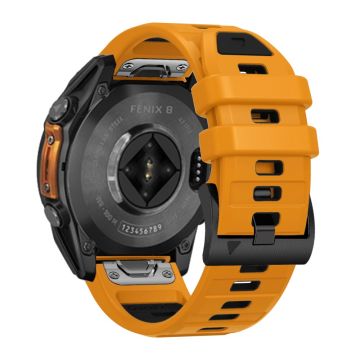 22mm Uhrenarmband Garmin Fenix 8 47mm / Fenix E 47mm / Quatix 7 Pro Universal Silikonband - Orange+Schwarz