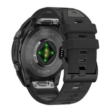 22mm Uhrenarmband Garmin Fenix 8 47mm / Fenix E 47mm / Quatix 7 Pro Universal Silikonband - Schwarz+Kohlengrau