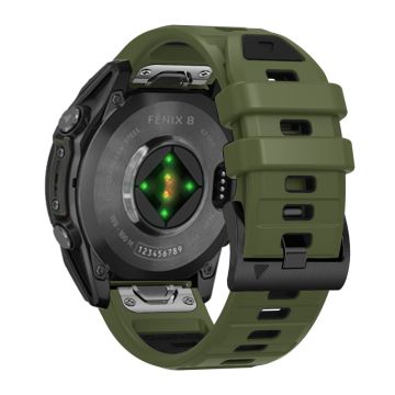 22mm Uhrenarmband Garmin Fenix 8 47mm / Fenix E 47mm / Quatix 7 Pro Universal Silikonband - Army Green+Black