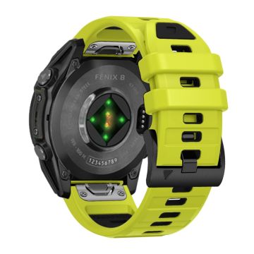 22mm Uhrenarmband Garmin Fenix 8 47mm / Fenix E 47mm / Quatix 7 Pro Universal Silikonband - Lime+Black