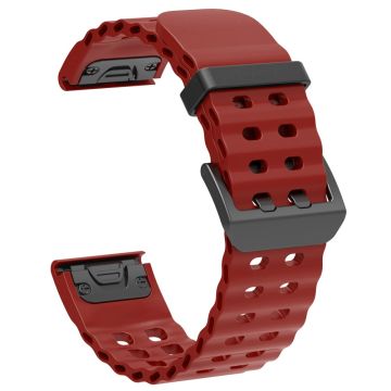 22mm Silikonarmband Garmin Fenix 8 47mm / Fenix E 47mm / Quatix 7 Pro Mehrfachlöcher Uhrenarmband - Weinrot