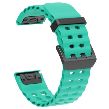 22mm Silikonarmband Garmin Fenix 8 47mm / Fenix E 47mm / Quatix 7 Pro Multiple Holes Uhrenarmband - Teal Grün