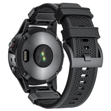 22mm Gummiband Garmin Fenix 8 47mm / Fenix E 47mm / Quatix 7 Pro Universal Uhrenarmband - Schwarz